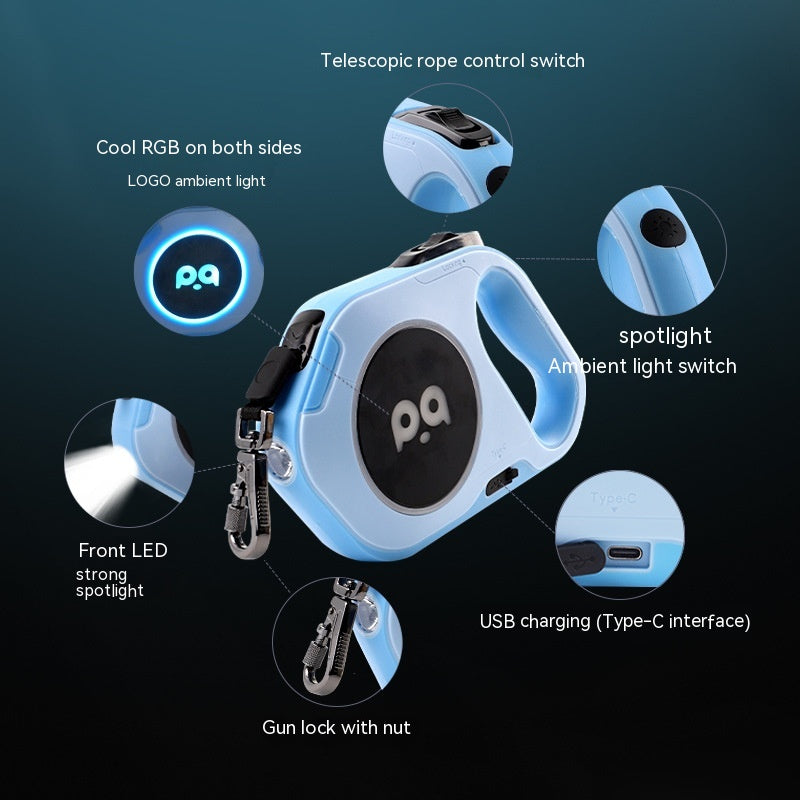 Smart LED Pet Lead Auto Reel Leash for Outdoor Adventures